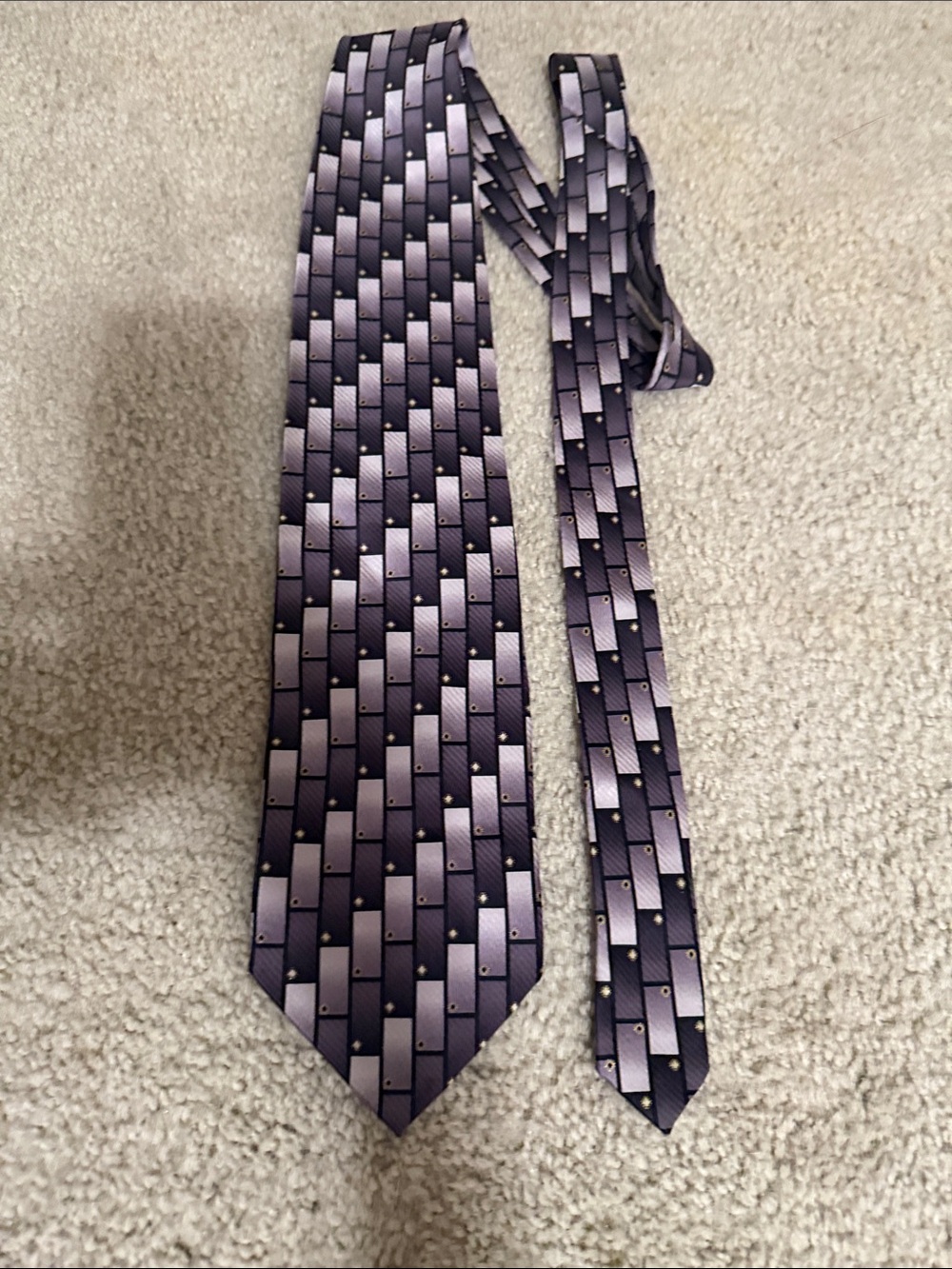 Men's Purple Geometric Block Tie